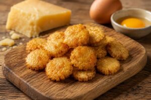 Kleine selbstgemachte Parmigiano-Leckerlis für Hunde.