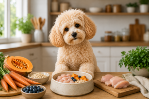 Maltipoo vor ausgewogener Hundeernährung