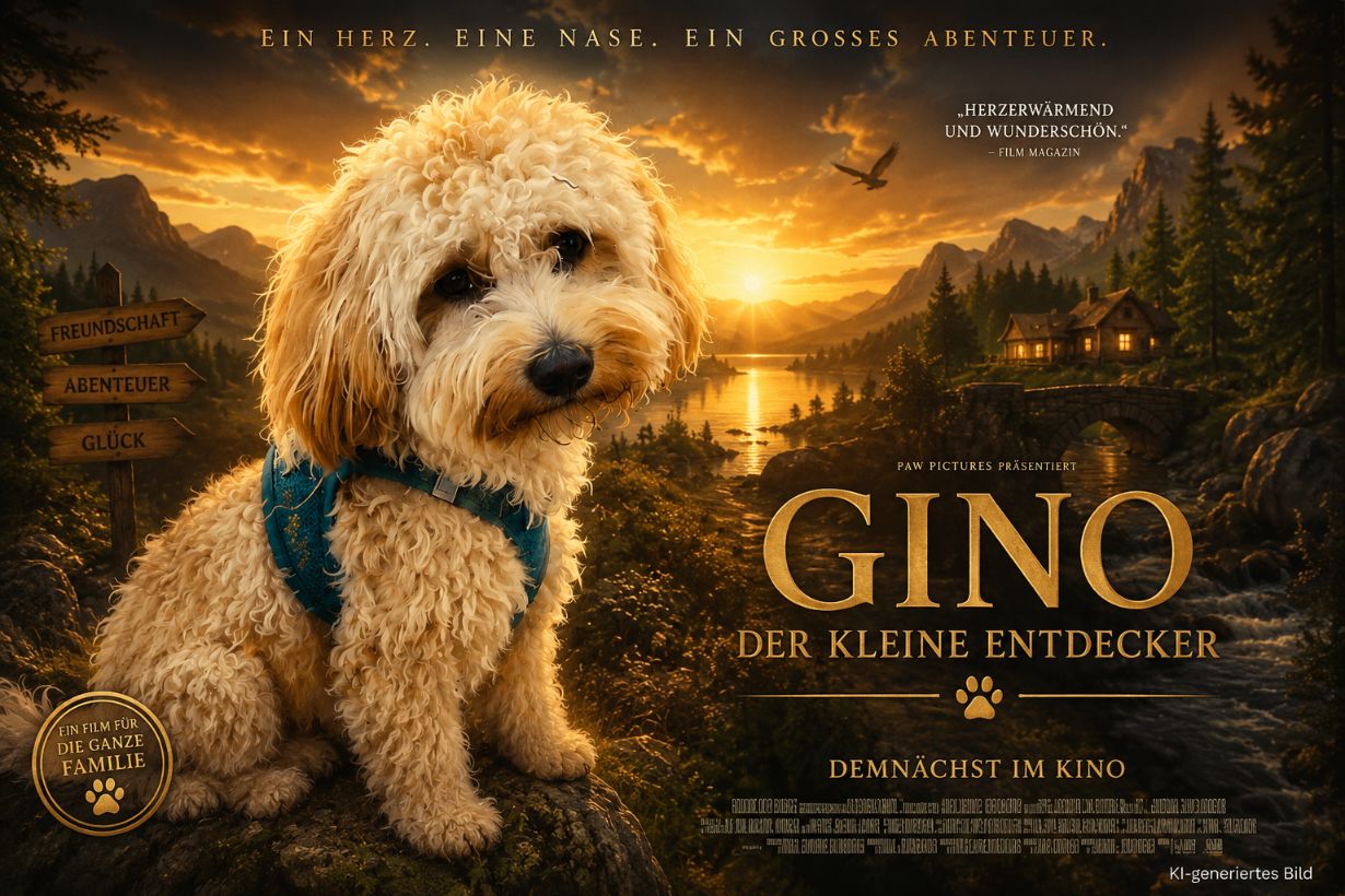 KI-Hundebild im Stil FILMPLAKAT