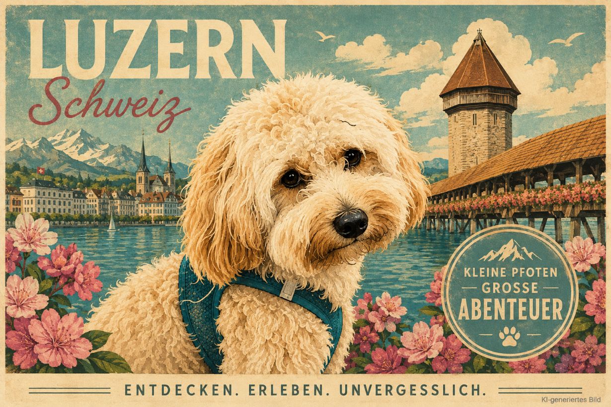 KI-Hundebild im Stil VINTAGE-POSTER