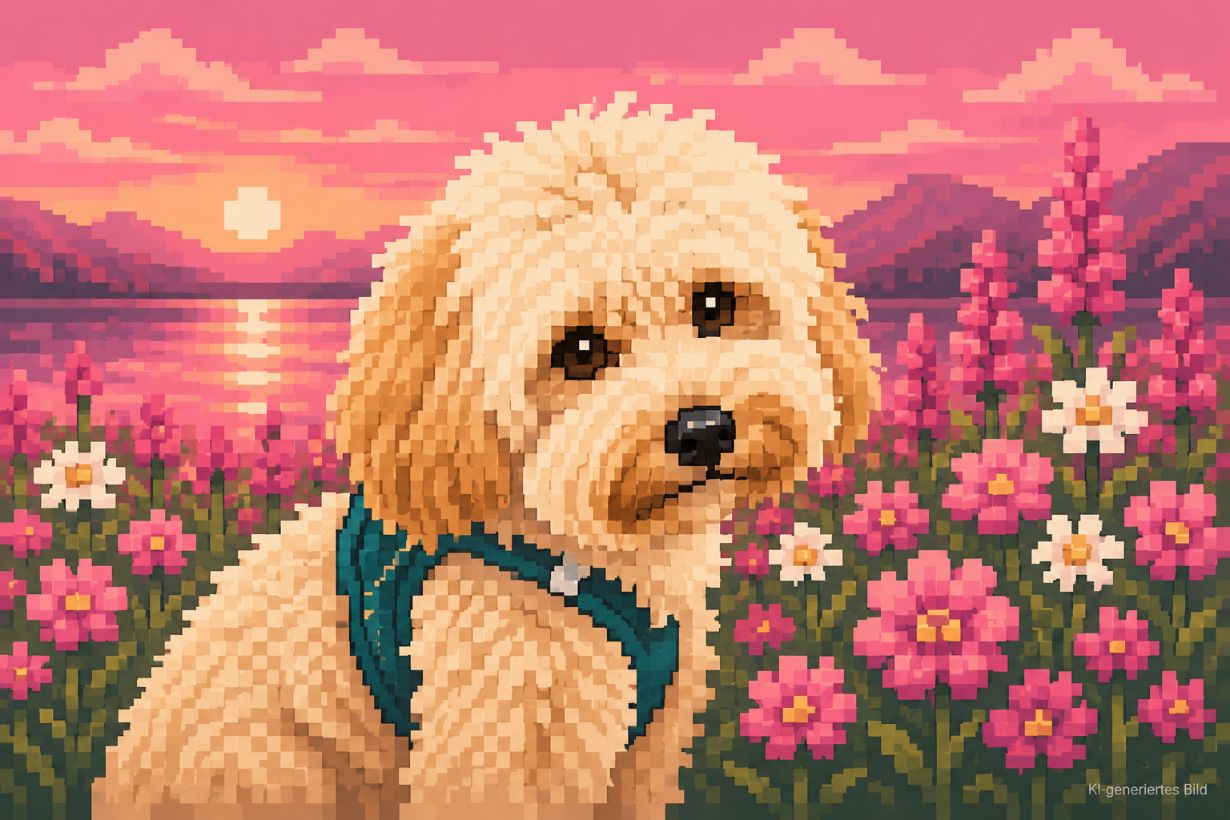 KI-Hundebild im Stil PIXEL ART