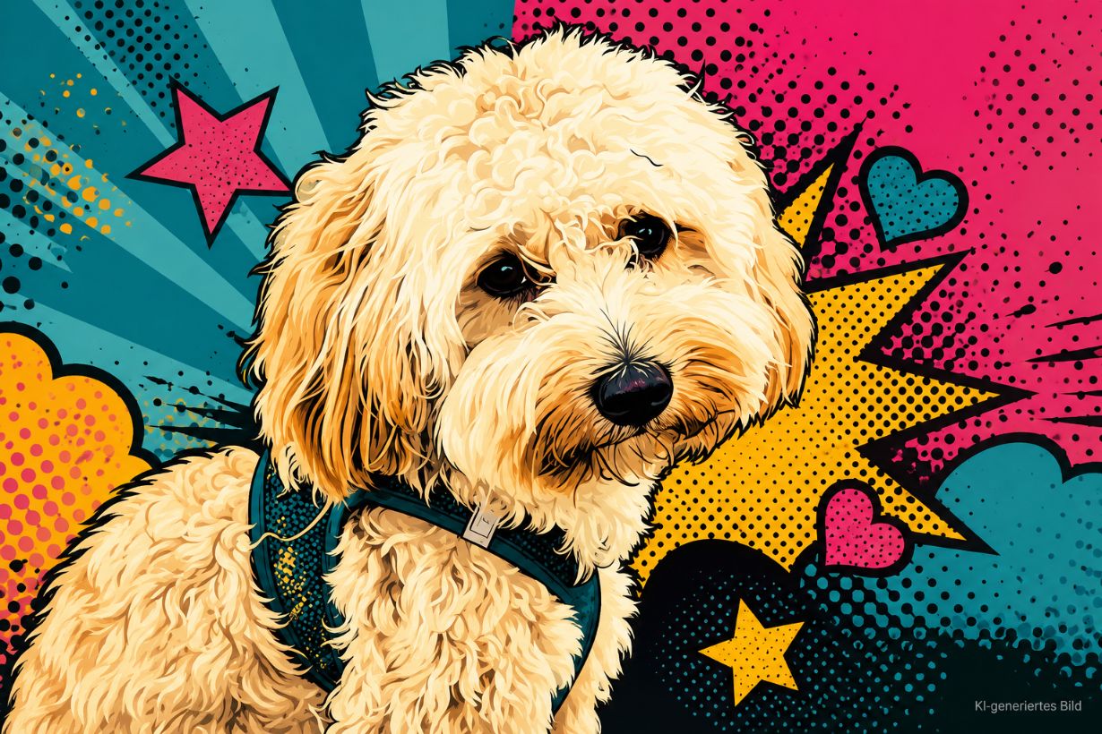 KI-Hundebild im Stil POP ART
